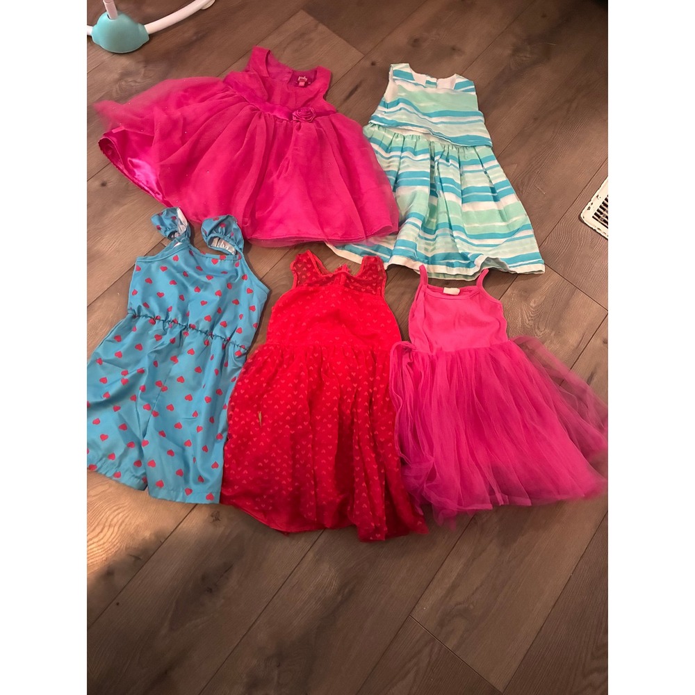 Mixed Brand Dress & Romper Lot Toddler 12-18M Multicolor Excellent Tulle Hearts